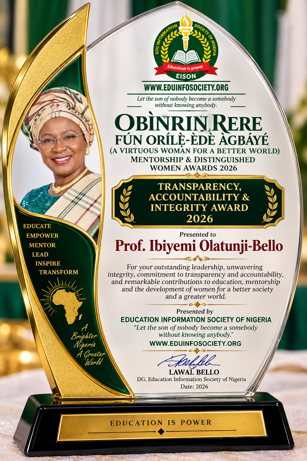 HISTORIC FIRST-EVER AWARD PRESENTATION